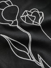 Black/White Embroidery Graphic Jersey Shirt - Image 7 of 8