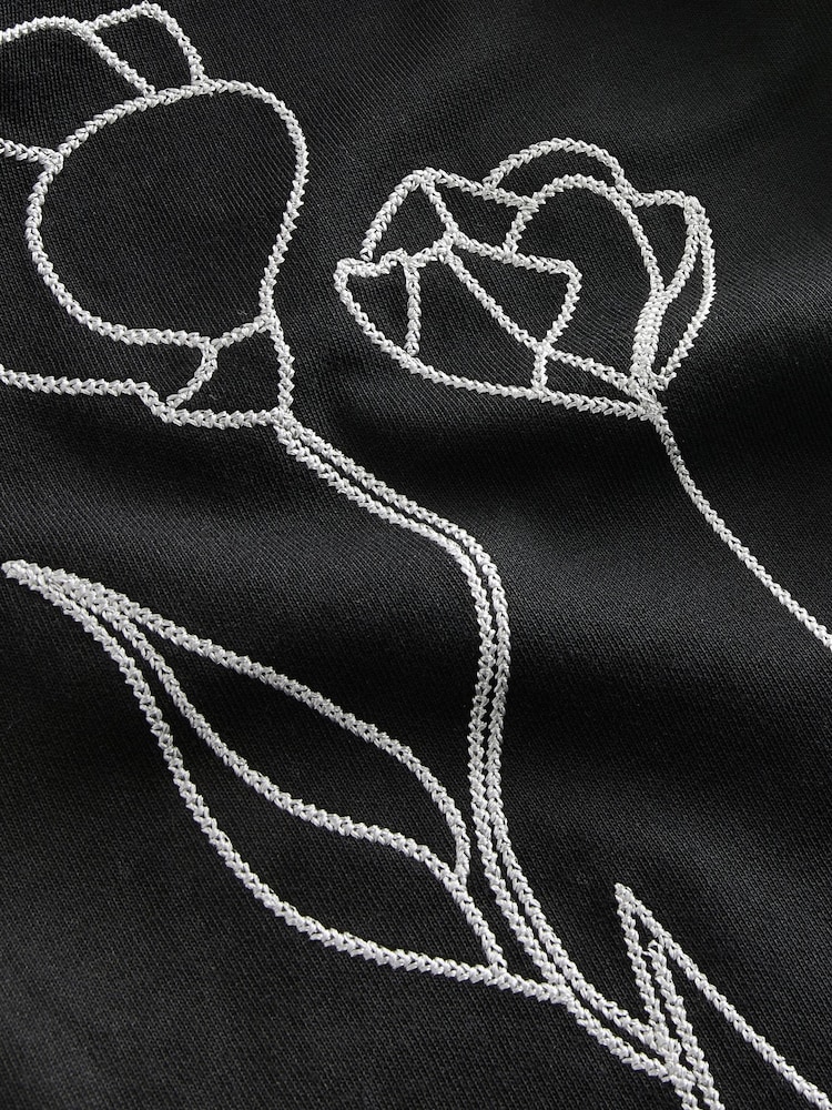 Black/White Embroidery Graphic Jersey Shirt - Image 7 of 8