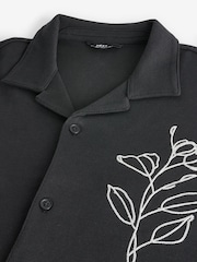Black/White Embroidery Graphic Jersey Shirt - Image 8 of 8