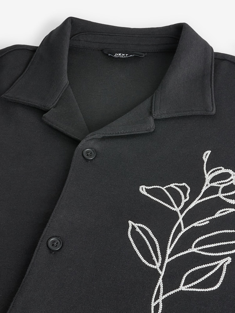 Black/White Embroidery Graphic Jersey Shirt - Image 8 of 8