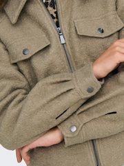 JDY Natural Zip Through Boucle Jacket - Image 4 of 7