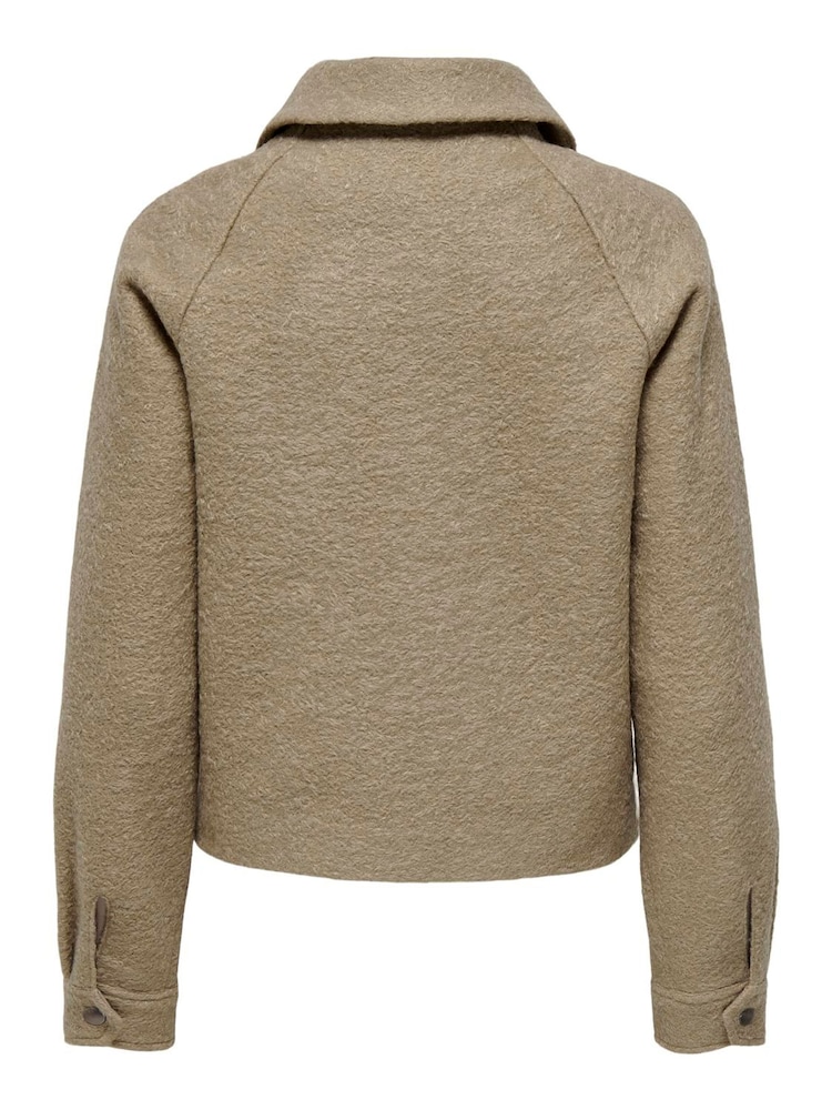 JDY Natural Zip Through Boucle Jacket - Image 7 of 7