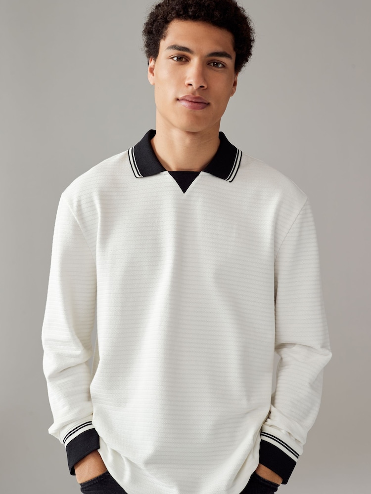 Ecru EDIT Football Polo Shirt - Image 1 of 8 Ecru EDIT Football Polo Shirt - Image 1 of 8