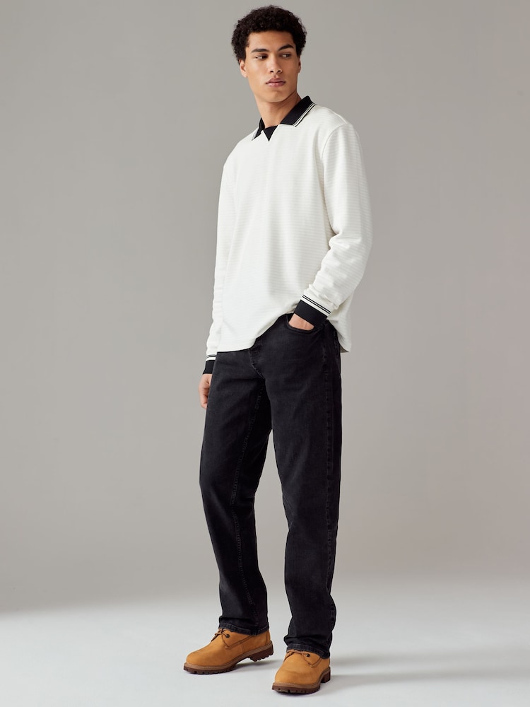 Ecru EDIT Football Polo Shirt - Image 2 of 8 Ecru EDIT Football Polo Shirt - Image 2 of 8