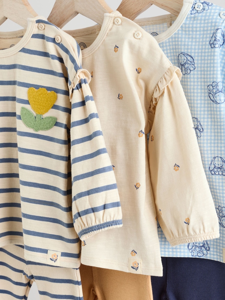 Marine/White Stripe - Ensemble 6 pièces haut à manches longues et legging bébé (0mois-3ans) - Image 11 of 15