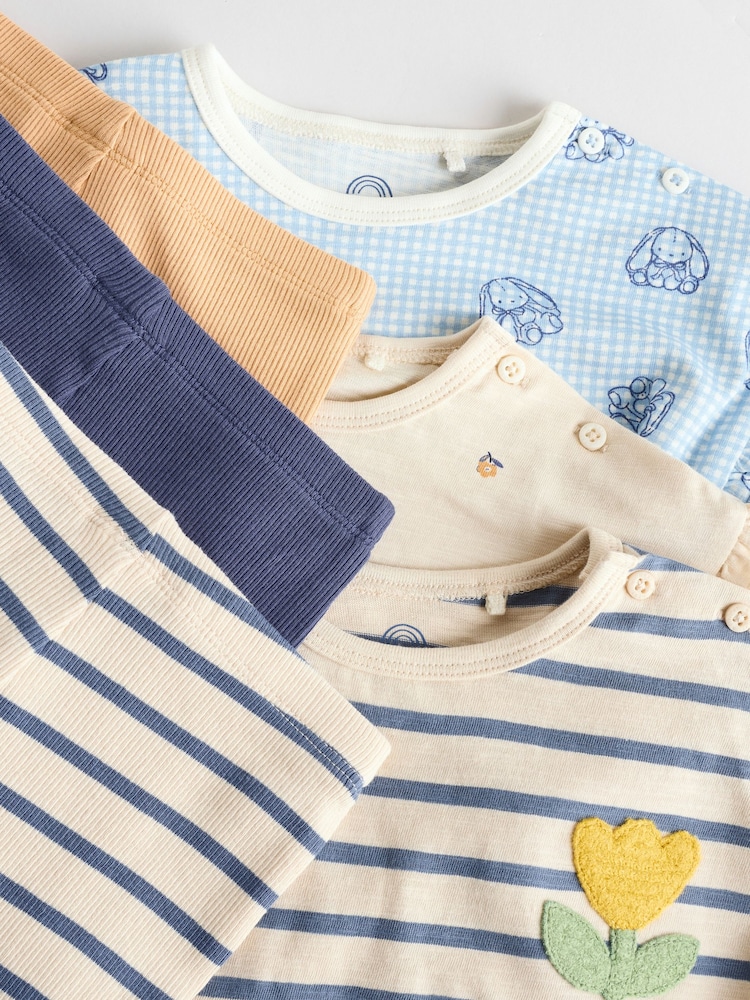 Marine/White Stripe - Ensemble 6 pièces haut à manches longues et legging bébé (0mois-3ans) - Image 12 of 15