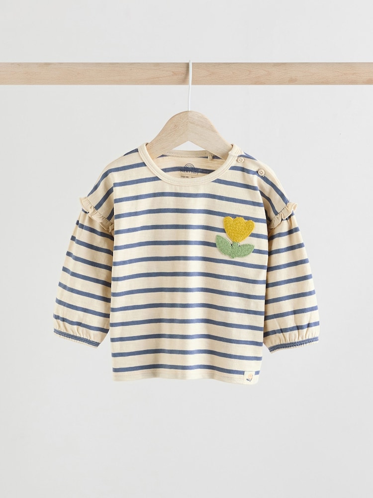 Marine/White Stripe - Ensemble 6 pièces haut à manches longues et legging bébé (0mois-3ans) - Image 3 of 15