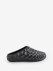 Emporio Armani EA7 Textured Prisma Black Sliders - Image 1 of 4