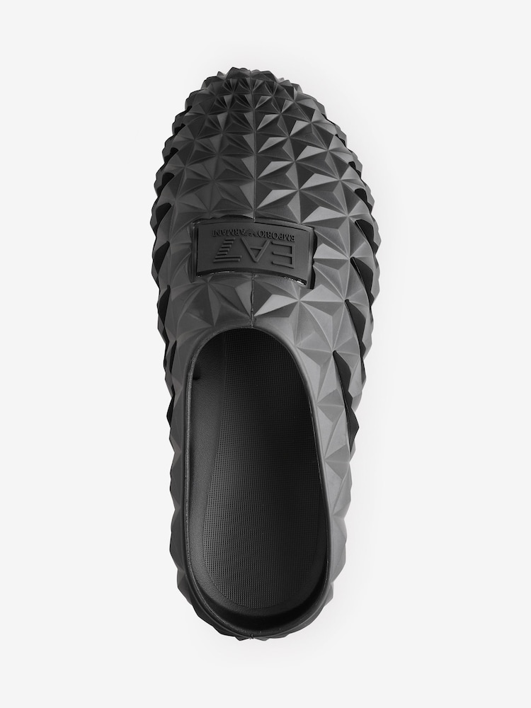Emporio Armani EA7 Textured Prisma Black Sliders - Image 2 of 4
