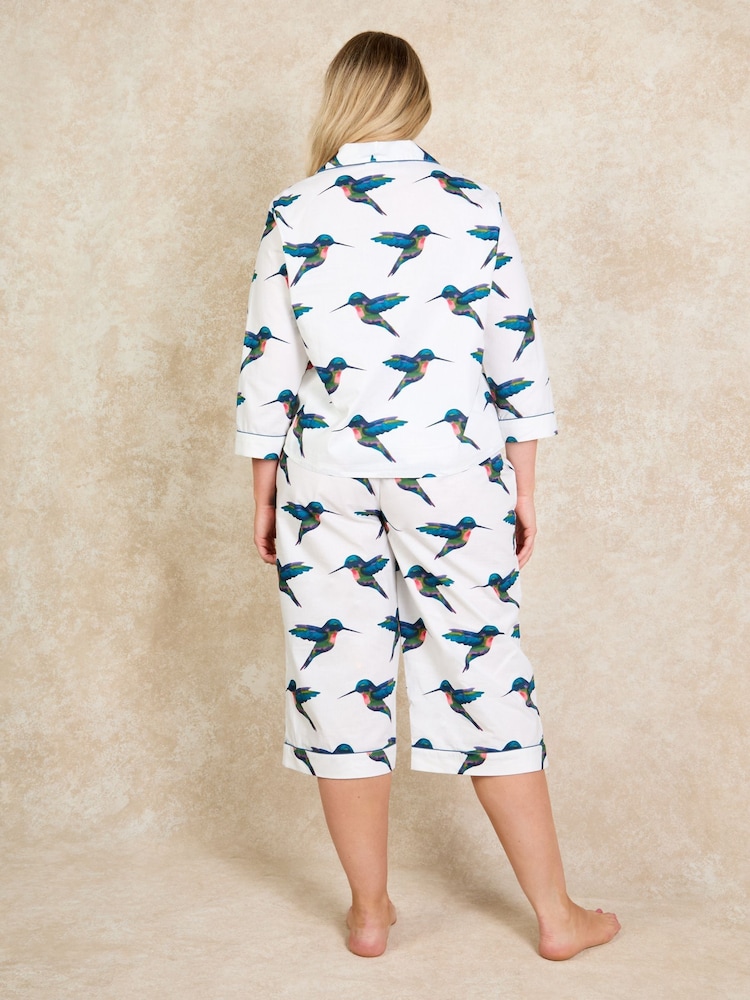 Their Nibs White Hummingbird 100% Cotton Capri Pyjamas Set - Image 3 of 5