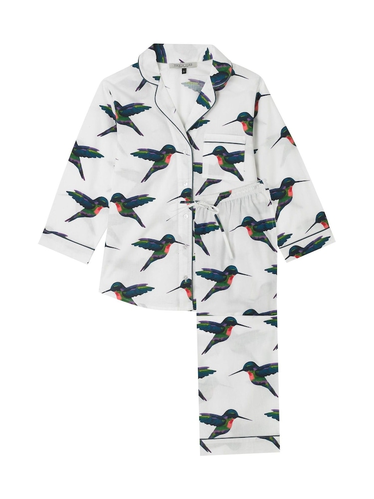 Their Nibs White Hummingbird 100% Cotton Capri Pyjamas Set - Image 5 of 5