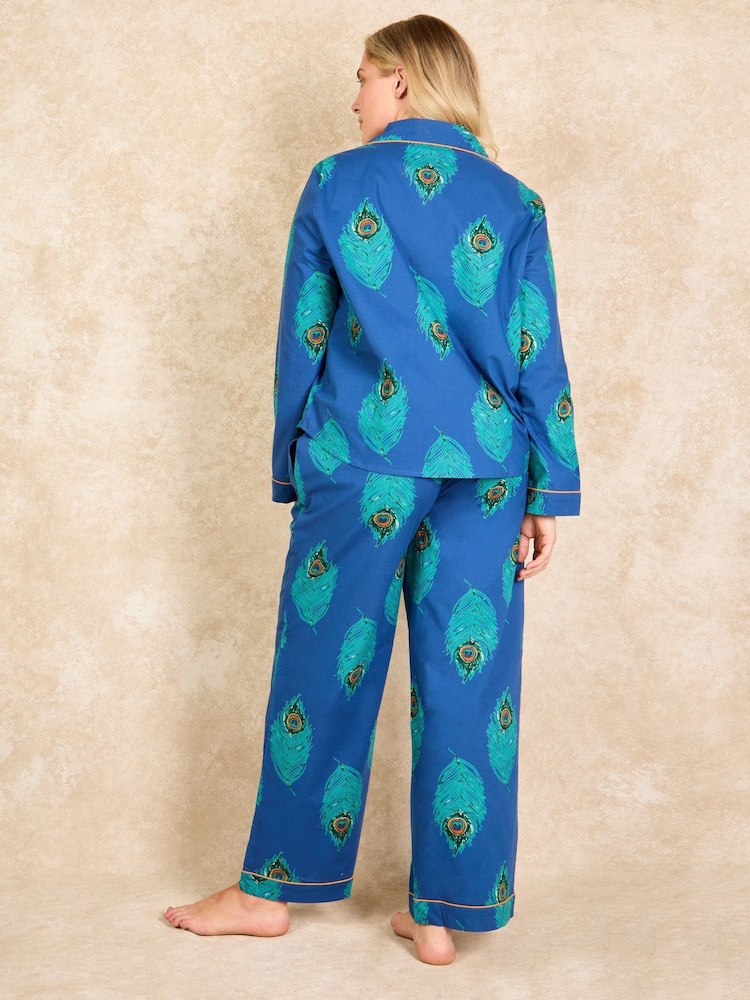 Their Nibs Navy Wisteria Cotton Long Traditional Pyjamas Set - Image 2 of 5