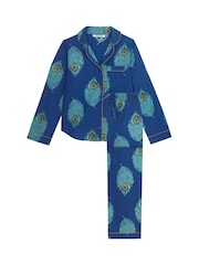 Their Nibs Navy Wisteria Cotton Long Traditional Pyjamas Set - Image 5 of 5