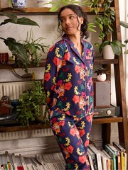 Their Nibs Navy Tropical Tiger 100% Cotton Long Traditional Pyjamas Set - Image 1 of 4