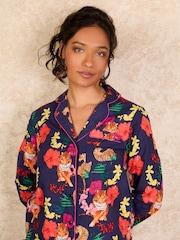 Their Nibs Navy Tropical Tiger 100% Cotton Long Traditional Pyjamas Set - Image 4 of 4