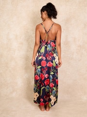 Their Nibs Navy Winter Garden Maxi  Satin Cami Dresses - Image 2 of 4