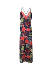 Their Nibs Navy Winter Garden Maxi  Satin Cami Dresses - Image 4 of 4