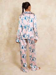 Their Nibs Pink Tassle Recycled Satin Frill Traditional Pyjamas Set - Image 2 of 5