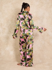 Their Nibs Hot Pink Tassle Recycled Satin Frill Traditional Pyjamas Set - Image 2 of 5