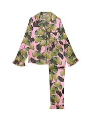 Their Nibs Hot Pink Tassle Recycled Satin Frill Traditional Pyjamas Set - Image 5 of 5