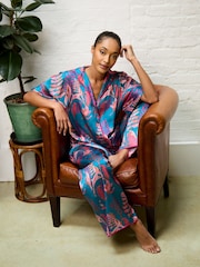 Their Nibs Oversized Ferns Satin Long Pyjamas Set - صورة 1 من 4