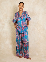 Their Nibs Oversized Ferns Satin Long Pyjamas Set - صورة 2 من 4