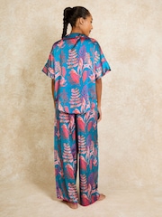 Their Nibs Oversized Ferns Satin Long Pyjamas Set - صورة 3 من 4