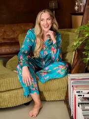 Their Nibs Teal Green Mon Coeur Recycled Satin Long Traditional Pyjamas Set - Image 1 of 5