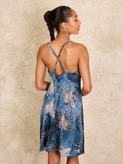 Their Nibs Navy Pegasus Satin Short Cami Nightie - Image 2 of 4