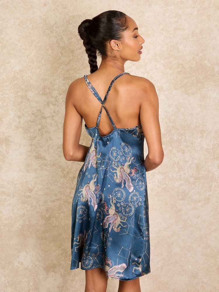 Their Nibs Navy Pegasus Satin Short Cami Nightie - Image 2 of 4