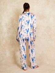 Their Nibs Pink Great Heron Recycled Satin Long Traditional Pyjamas Set - Image 2 of 5