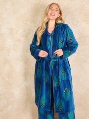 Their Nibs Oversized Peacock Feather Velvet 100% Cotton Robe - Imagen 2 de 5