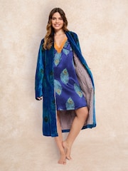 Their Nibs Oversized Peacock Feather Velvet 100% Cotton Robe - Imagen 4 de 5