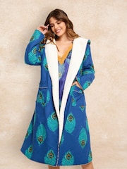 Their Nibs Peacock Feather Cosy Dressing 100% Cotton Gown - صورة 1 من 5