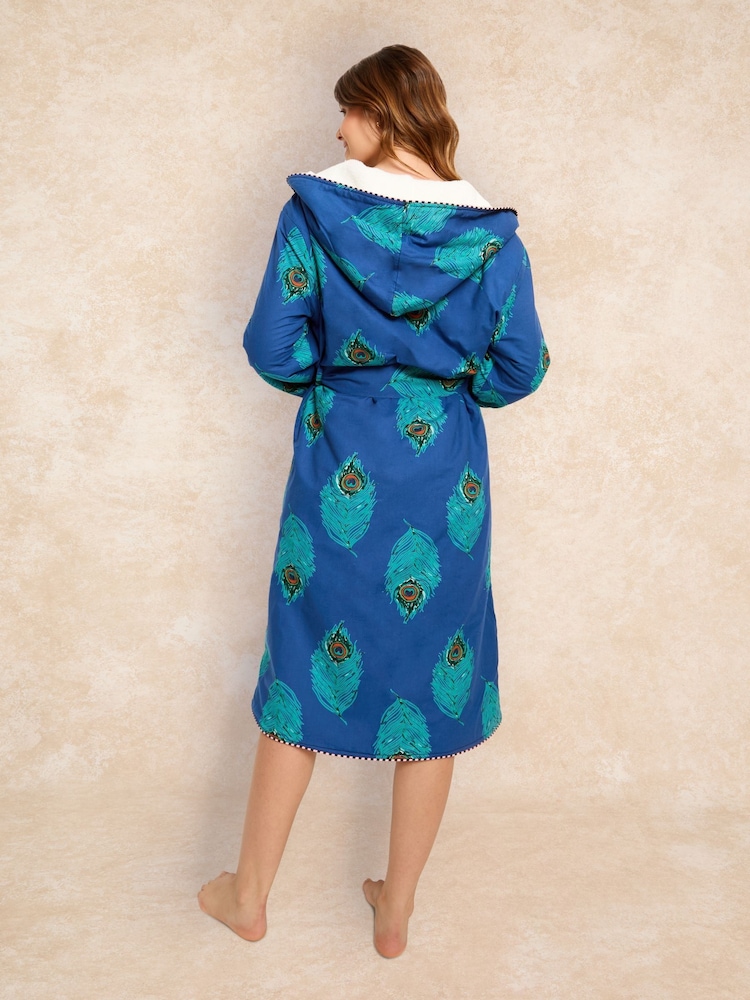 Their Nibs Peacock Feather Cosy Dressing 100% Cotton Gown - صورة 2 من 5