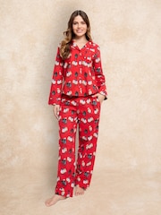 Their Nibs Red Counting Sheep 100% Cotton Traditional Long Pyjamas - Image 3 of 5