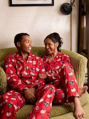 Their Nibs Red Peacock Feather 100% Cotton Long Traditional Pyjamas Set - Image 6 of 6