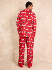 Their Nibs Red Counting Sheep 100% Cotton Traditional Long Pyjamas - Image 2 of 4