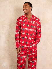 Their Nibs Red Counting Sheep 100% Cotton Traditional Long Pyjamas - Image 3 of 4