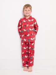 Their Nibs Red Christmas Tree Magic 100% Cotton Traditional Long Pyjamas - Image 1 of 3