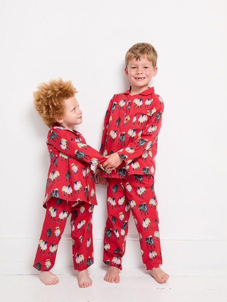 Their Nibs Red Christmas Tree Magic 100% Cotton Traditional Long Pyjamas - Image 3 of 3