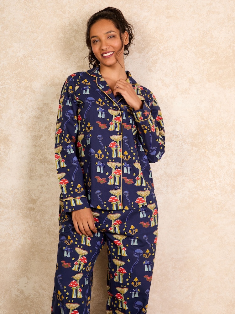Their Nibs Mushroom Stars 100% Cotton Traditional Long Pyjamas - Bild 2 von 4 Their Nibs Mushroom Stars 100% Cotton Traditional Long Pyjamas - Bild 2 von 4