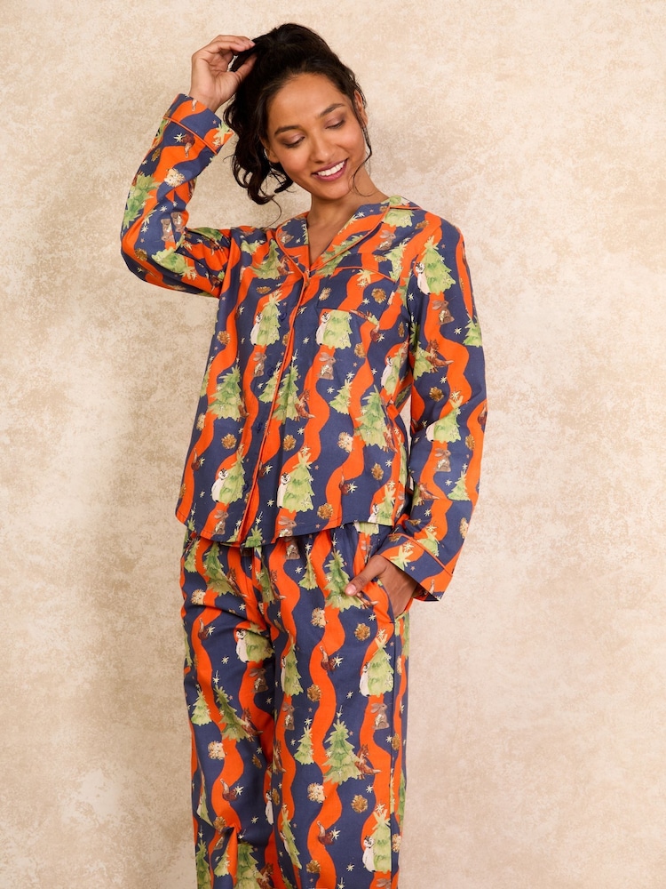 Their Nibs Navy Christmas Tree Magic 100% Cotton Traditional Long Pyjamas - Image 3 of 3 Their Nibs Navy Christmas Tree Magic 100% Cotton Traditional Long Pyjamas - Image 3 of 3