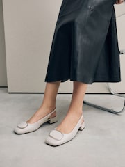 Bone Forever Comfort® Square Toe Hardware Detail Slingbacks - Image 2 of 10