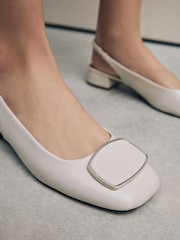 Bone Forever Comfort® Square Toe Hardware Detail Slingbacks - Image 4 of 10