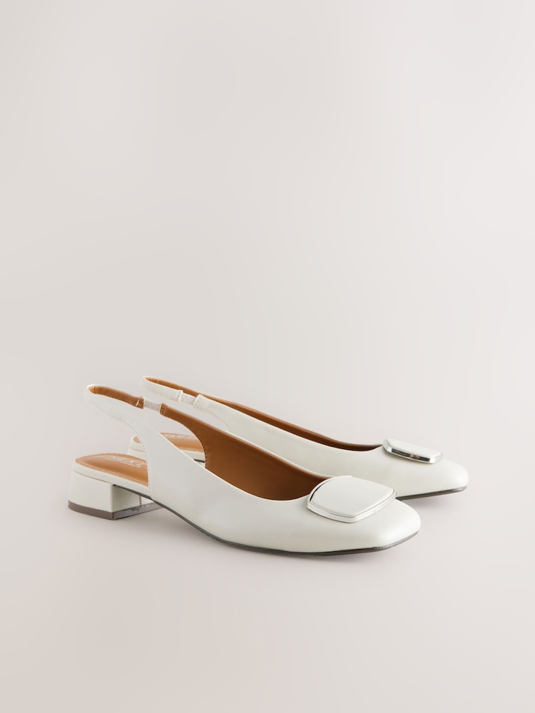 Bone Forever Comfort® Square Toe Hardware Detail Slingbacks - Image 7 of 10