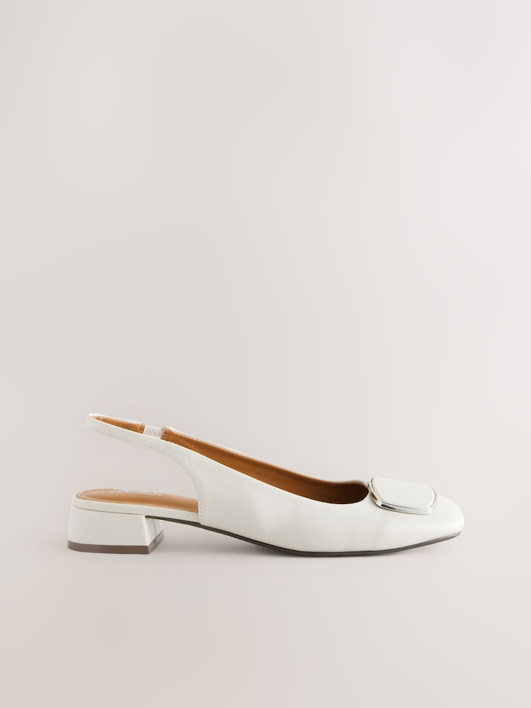 Bone Forever Comfort® Square Toe Hardware Detail Slingbacks - Image 8 of 10