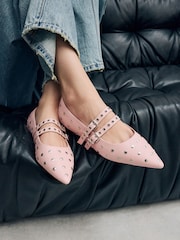 Pink Standard Fit Forever Comfort® Point Toe Stud Mary Jane Shoes - Image 1 of 11