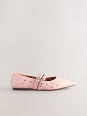 Pink Standard Fit Forever Comfort® Point Toe Stud Mary Jane Shoes - Image 2 of 11