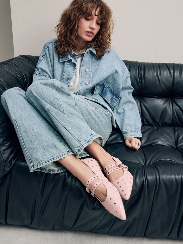 Pink Standard Fit Forever Comfort® Point Toe Stud Mary Jane Shoes - Image 3 of 11